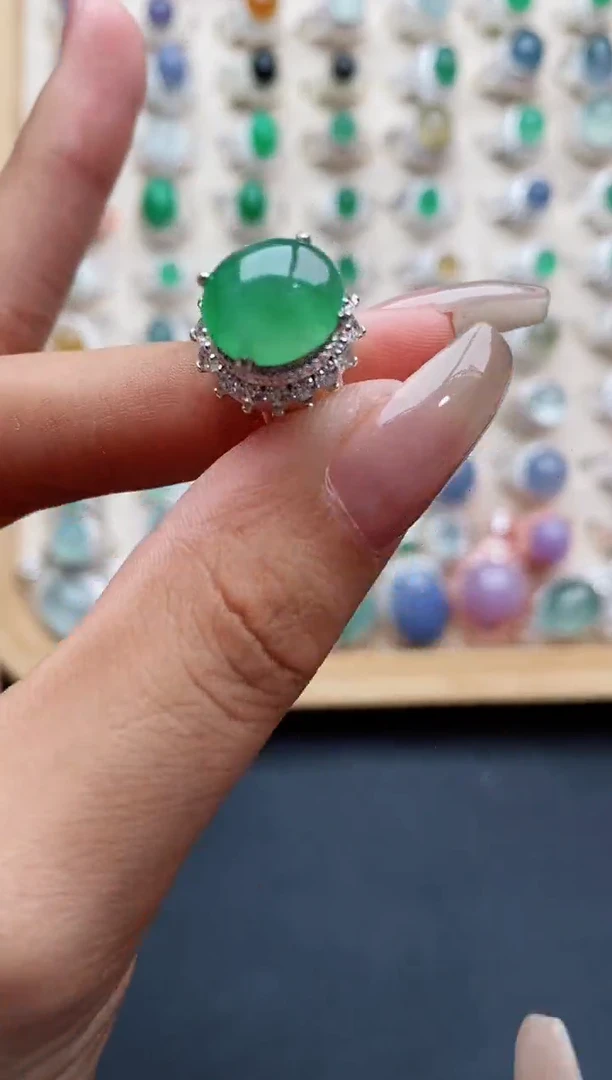 翡翠戒指未镶嵌天然缅甸翡翠A货222 2-2