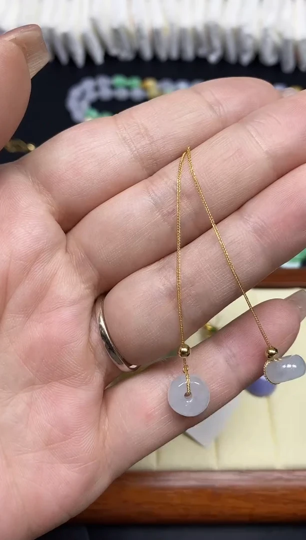 18K金镶嵌翡翠耳饰扣子18K金扣镶嵌@@CMT1282-1