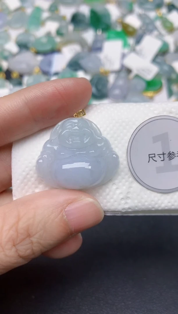 颈饰18K金镶嵌翡翠天然缅甸A货翡翠