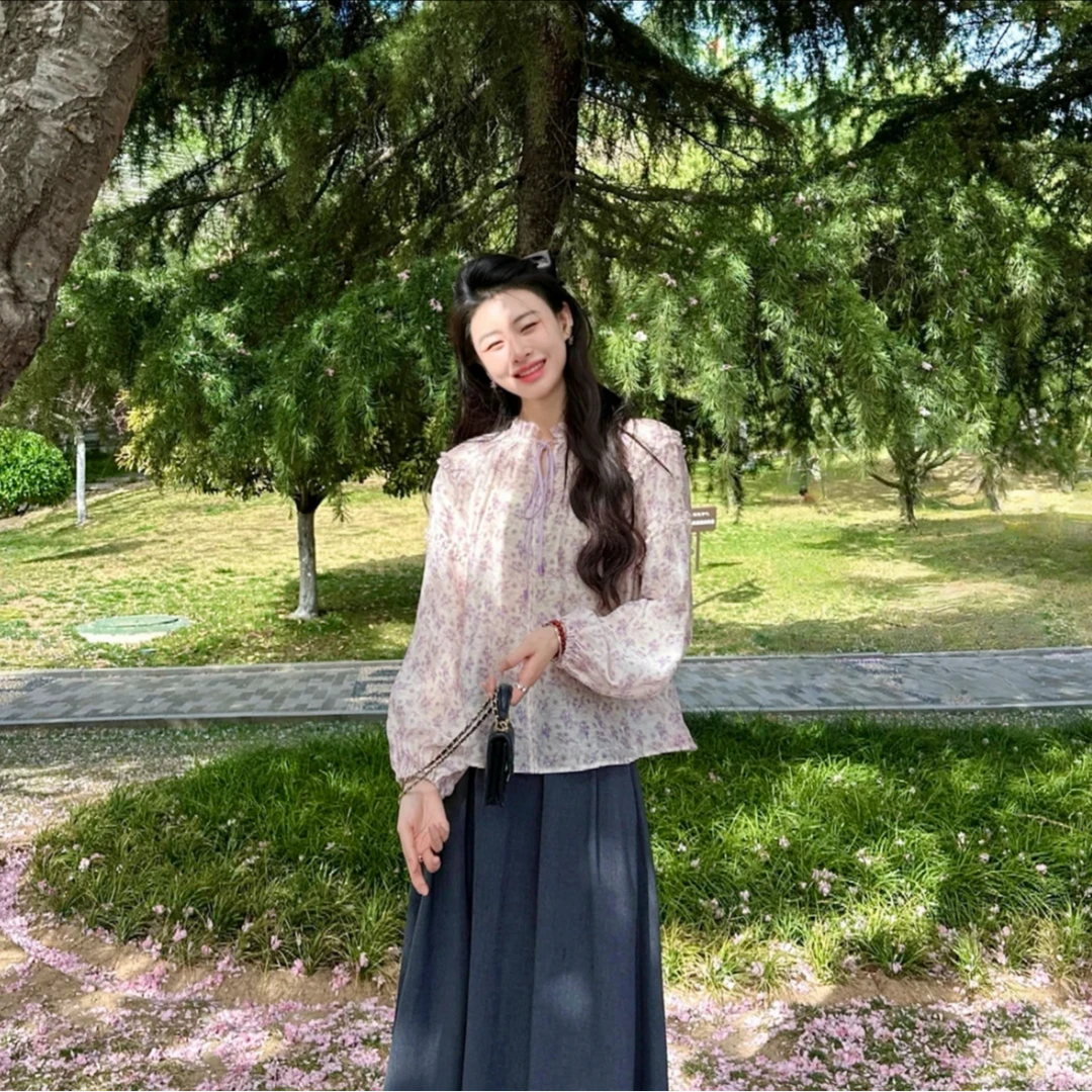 GIRDEAR/哥弟1300940哥弟新中式 印花小众设计感 显瘦两件套衬衫