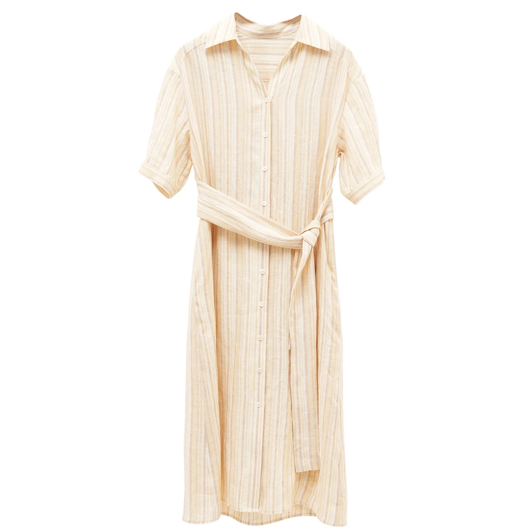 【深圳南油高货】法式亚麻衬衫连衣裙  YB71FD1731