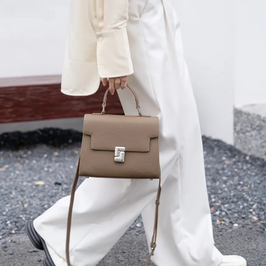 【芝麻集】SLBL-7101-大象灰休闲时尚百搭腋下女包