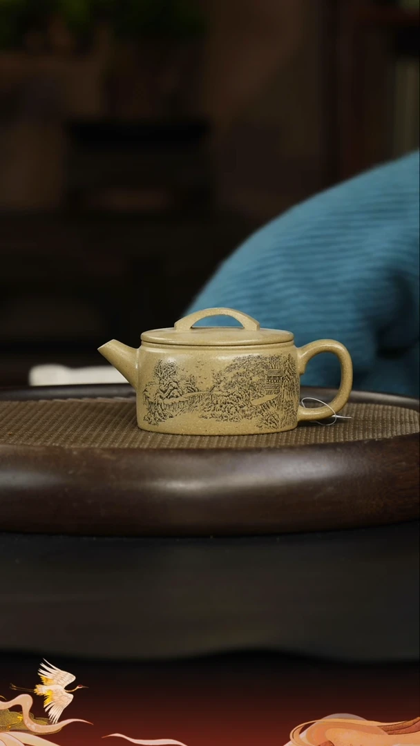 茶壶紫砂龙背青 汉瓦 一壶一卡