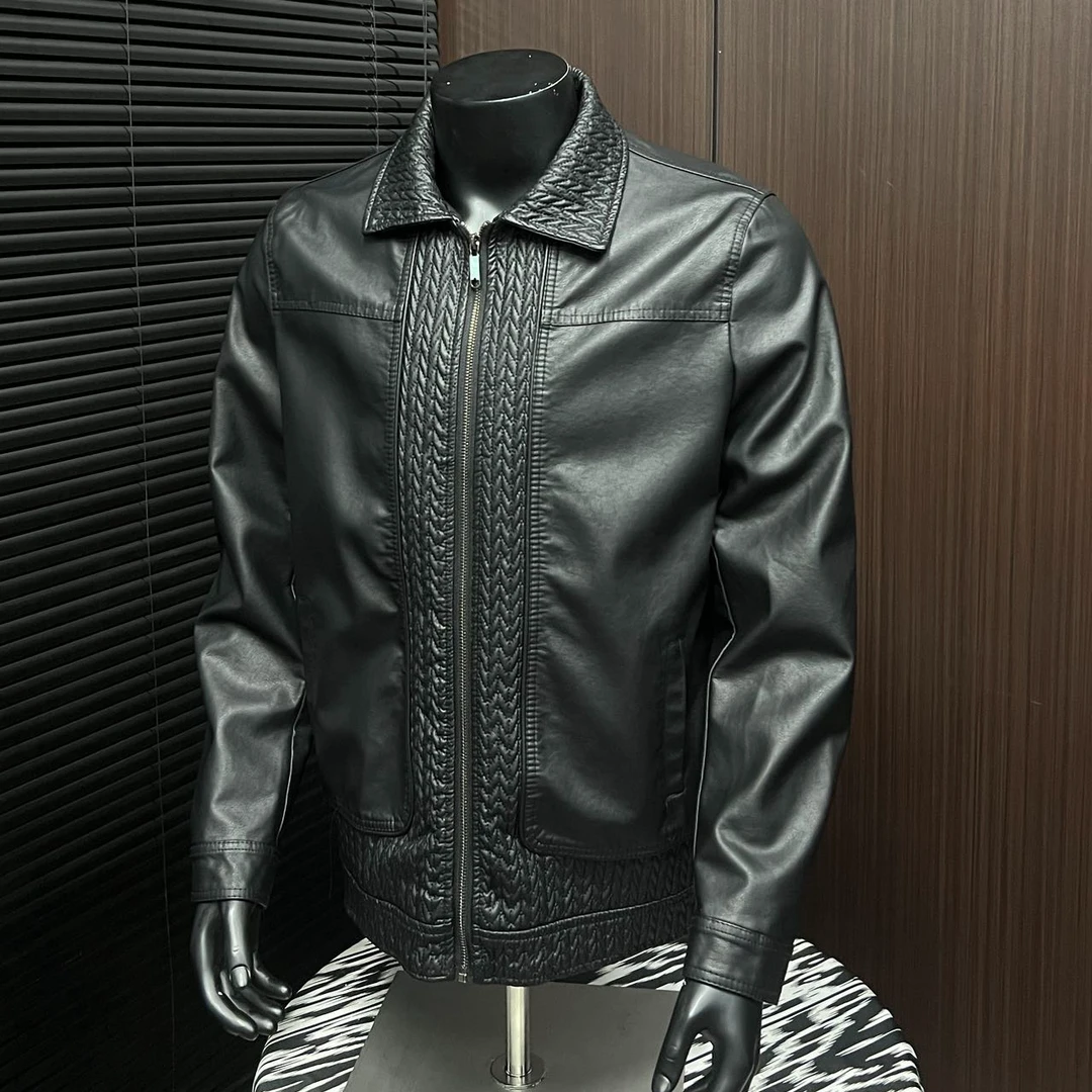 【koztun】春季皮衣9891#夹克春季春秋男士休闲黑色百搭时尚潮流