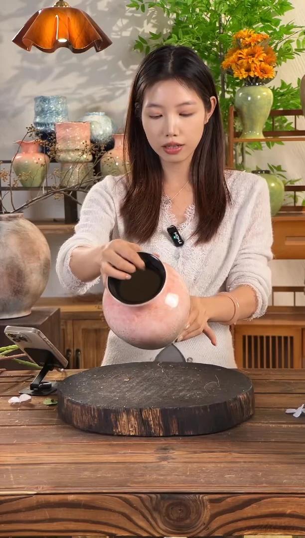 【绿脂凝春-中号胖肚瓶】无孔水培桌面陶瓷花瓶鲜花干花插花花器