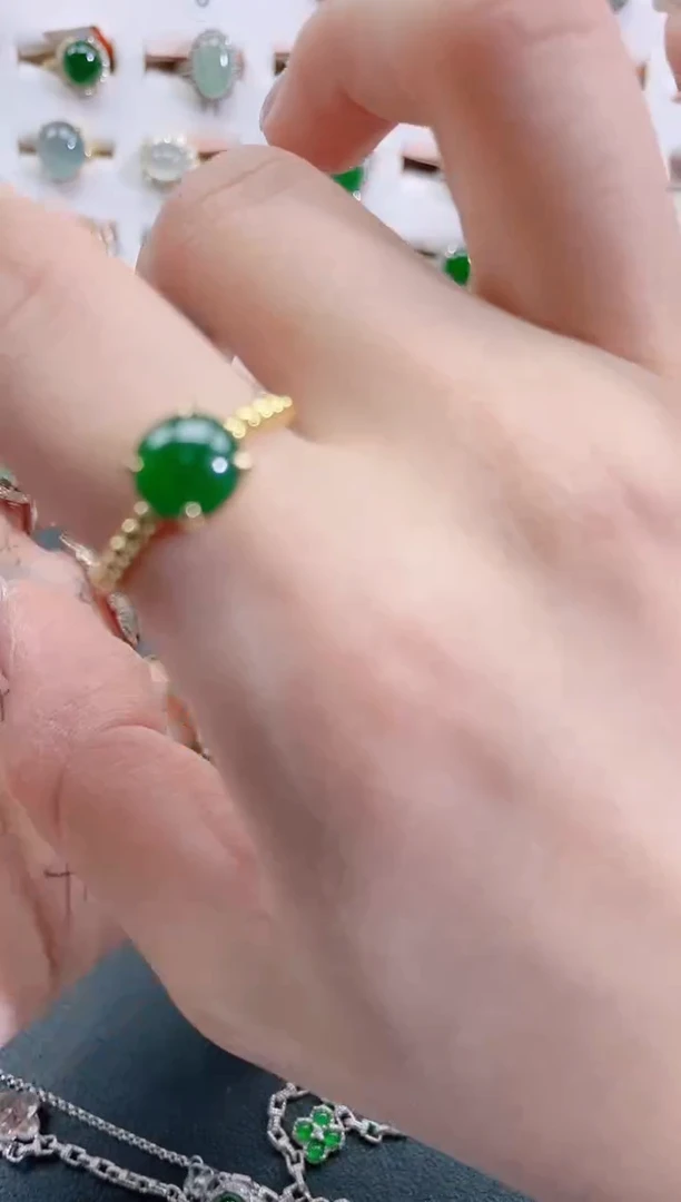 银S925镶嵌戒指翡翠天然翡翠