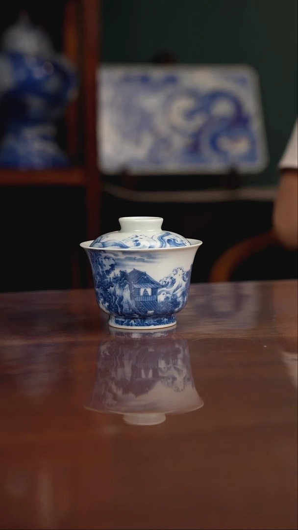 景琳藏 山水盖碗