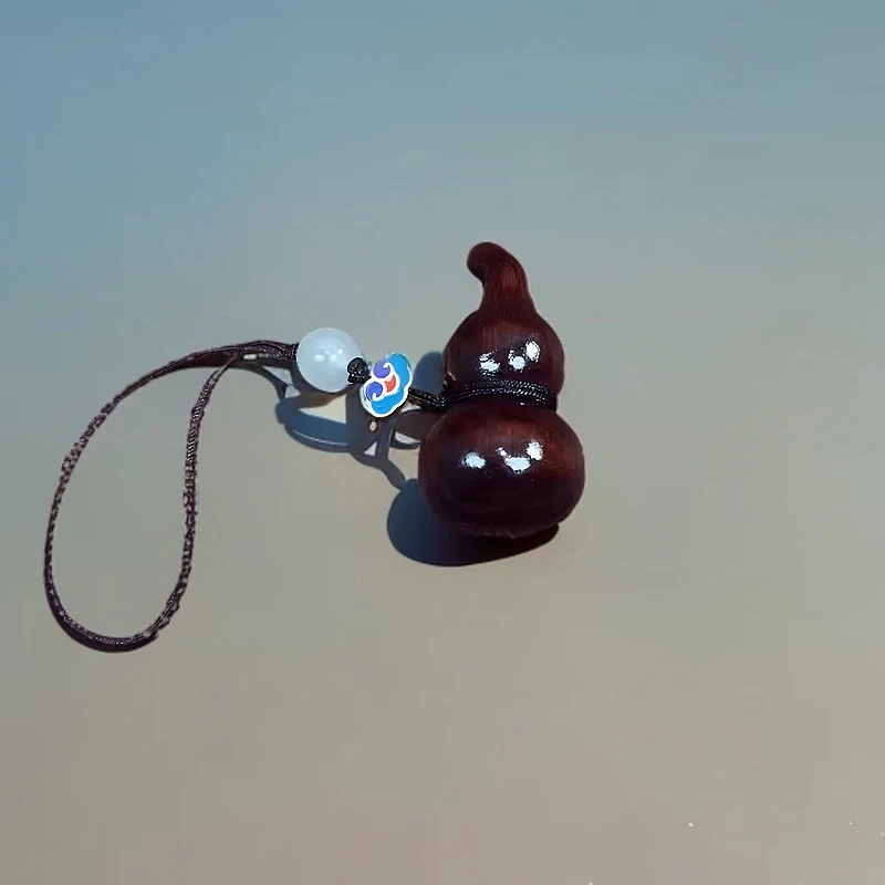 紫檀木【小葫芦】手机钥匙扣实木雕刻小挂件手把件小吊坠