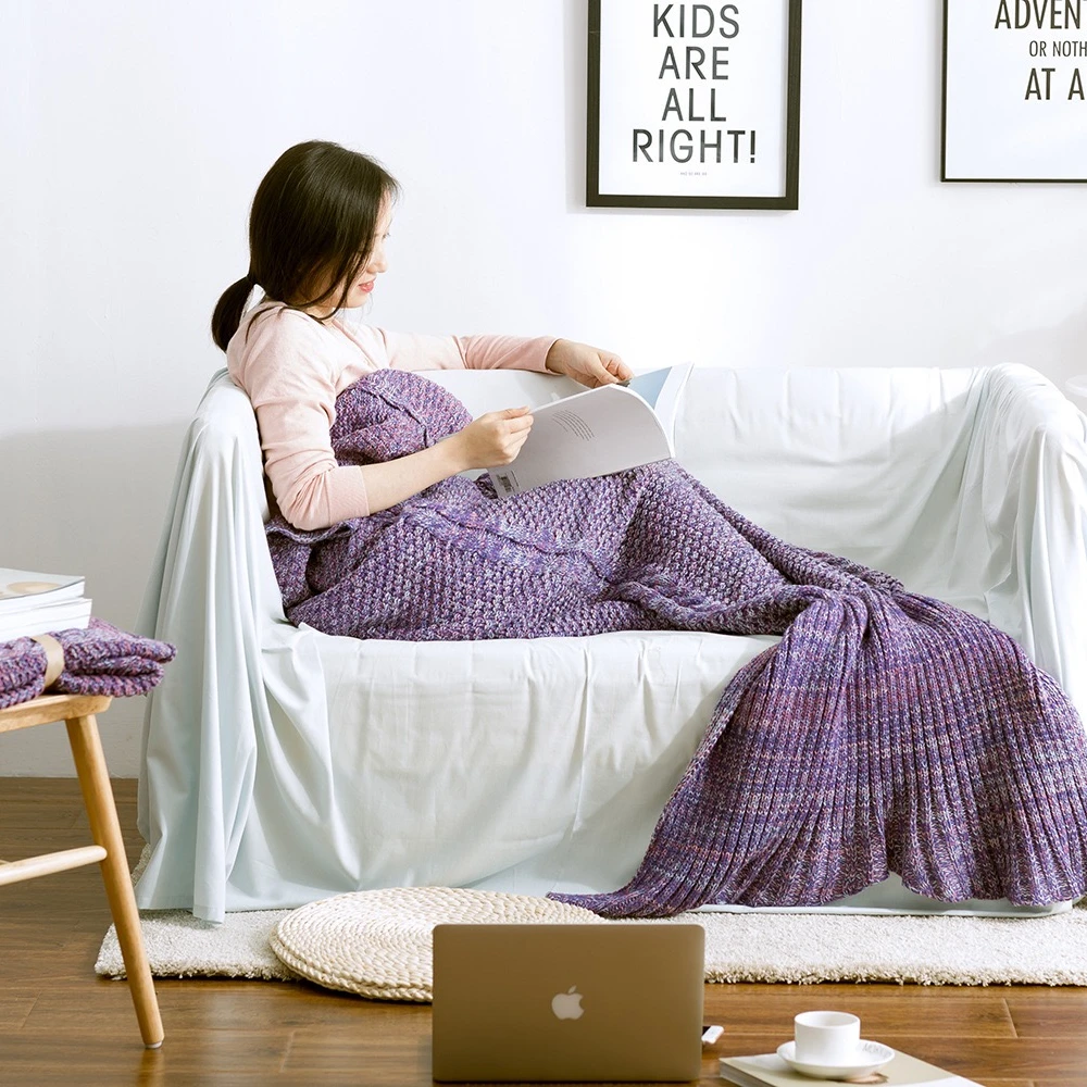 美人鱼尾巴针织毯睡袋