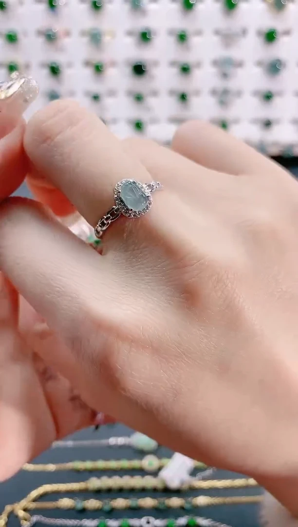 【闪购商品】翡翠戒指银S925镶嵌天然翡翠