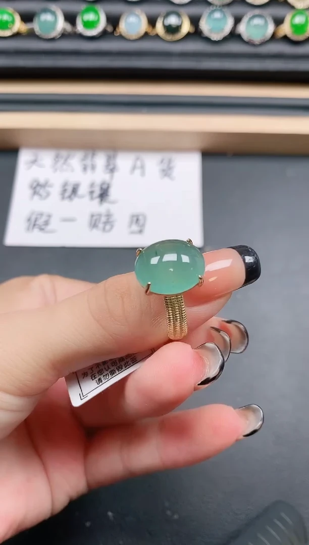 翡翠戒指银S925镶嵌111111
