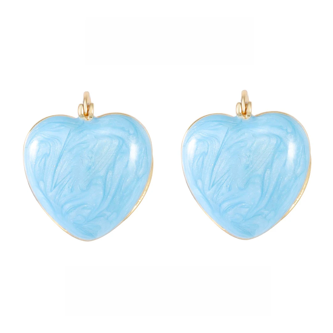 镀K金 925银针 轻奢时尚个性蓝爱心耳钉 2368