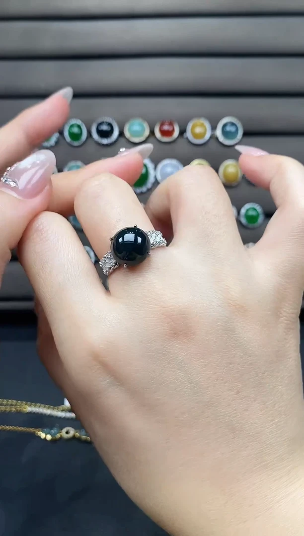 银S925镶嵌戒指翡翠111