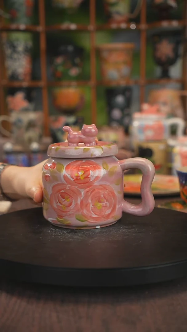 紫砂油画釉下彩手绘
