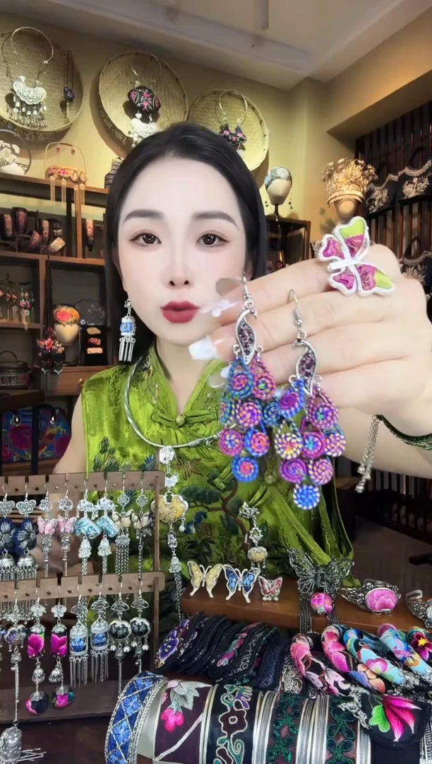 刺绣非遗刺绣纯手工耳环