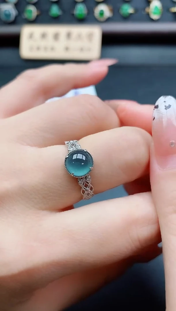 银S925镶嵌戒指翡翠1