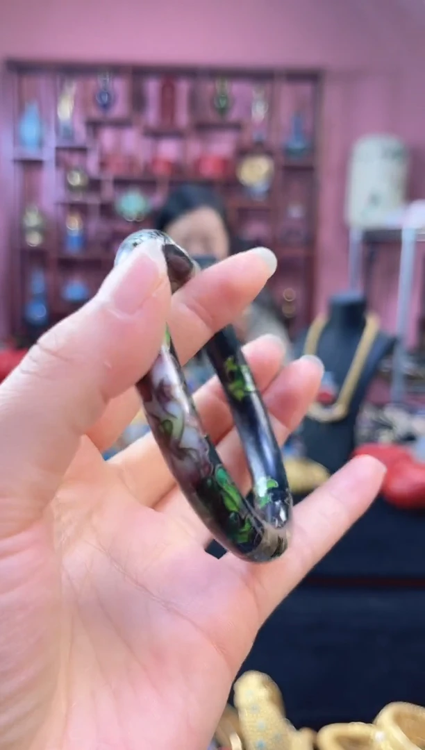 非遗技艺景泰蓝开口手镯 60-65黑色