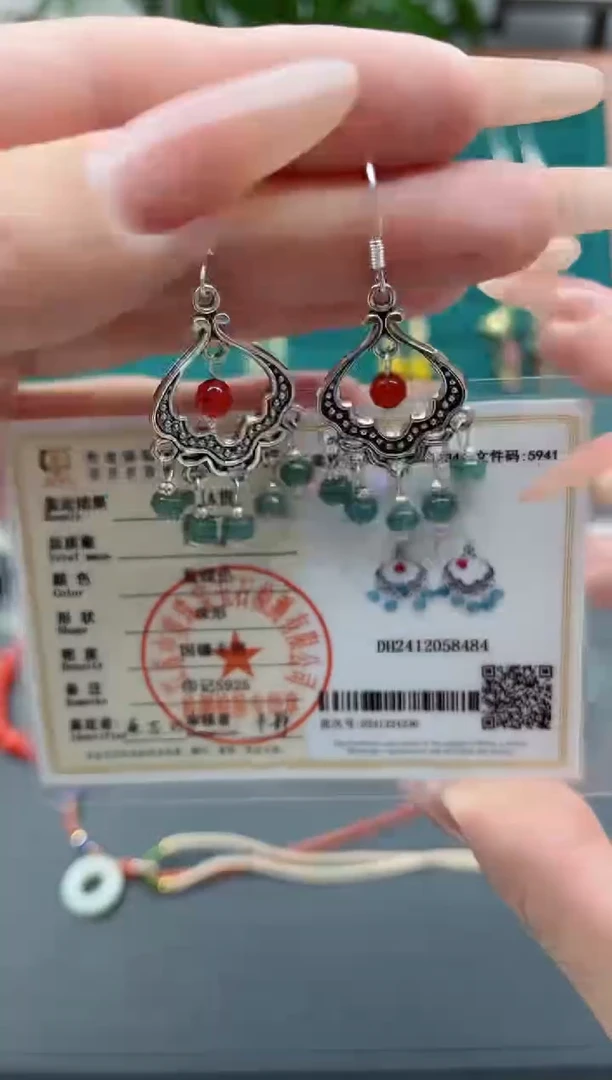 【闪购商品】翡翠耳饰银S925镶嵌8A0000