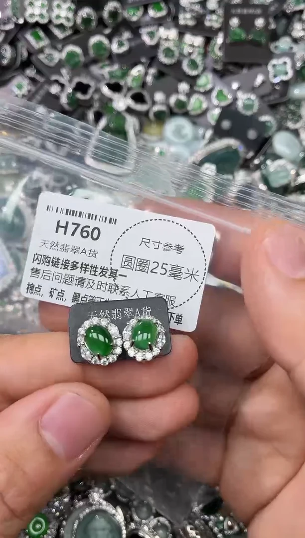 翡翠未镶嵌颈饰H760耳钉