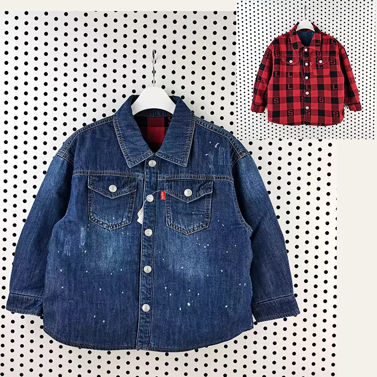 Levi's李维斯儿童装新年款双面穿休闲舒适百搭牛仔衬衫 LV2512417