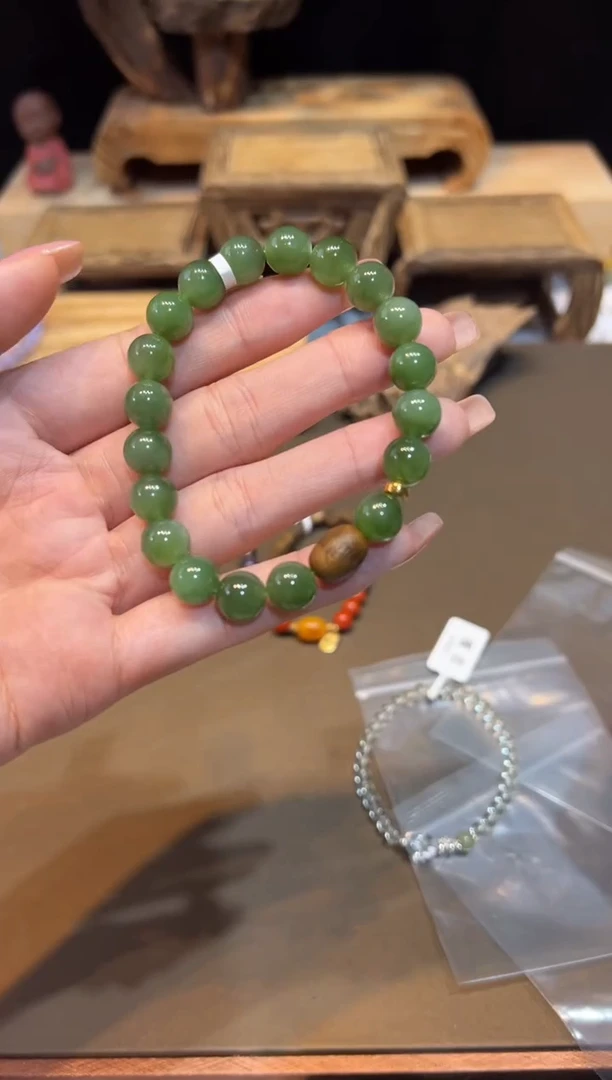 18K金镶嵌手链和田玉手饰@@A7057