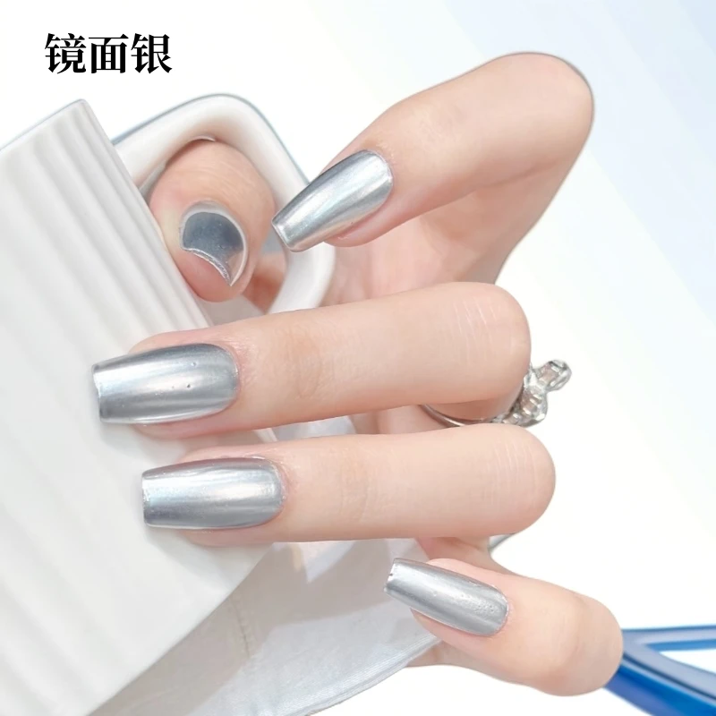 镜面银指甲油ins超火金属钛金免烤速干防水不可撕持久脚趾美甲油