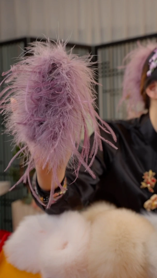 刺绣抓夹紫色13cm