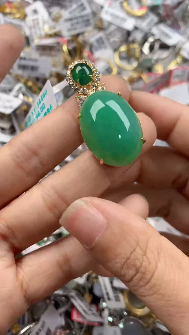 银S925镶嵌戒指翡翠888----5