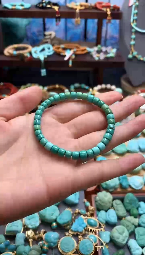 未镶嵌绿松石挂件高瓷玉化网花直切单圈