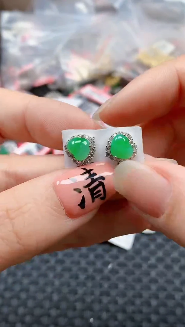 银S925镶嵌戒指翡翠天然A货缅甸翡翠