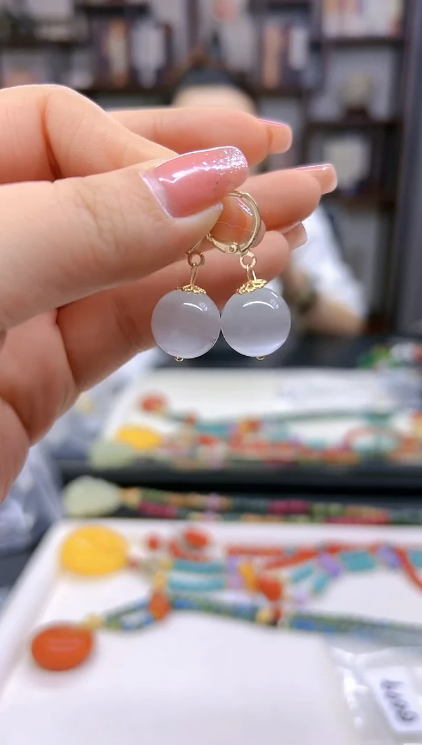 【闪购商品】碧玺猫眼耳饰14K金镶嵌E699