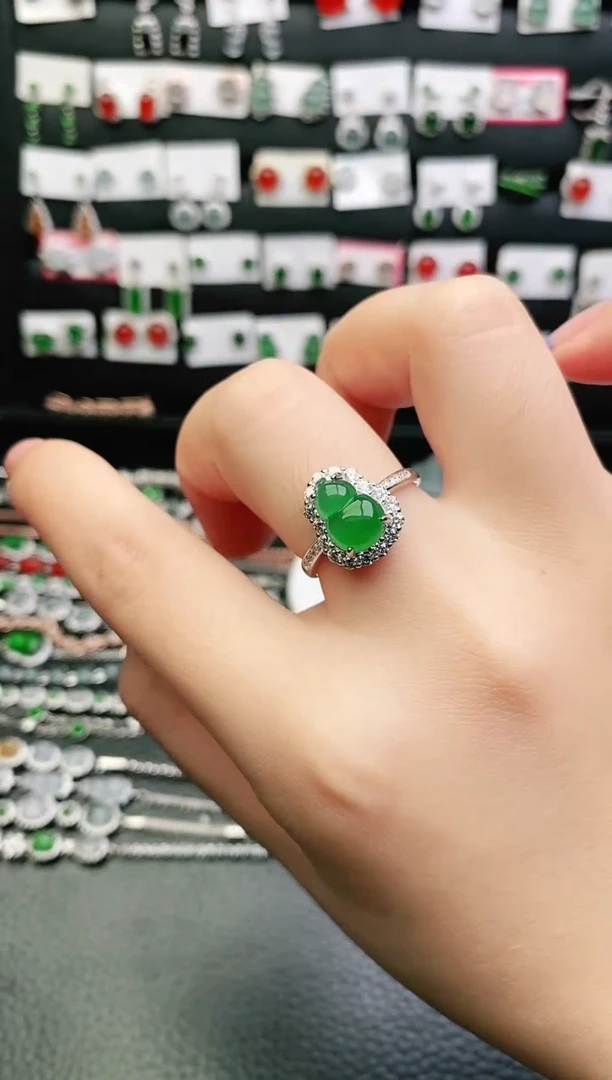 翡翠戒指银S925镶嵌0