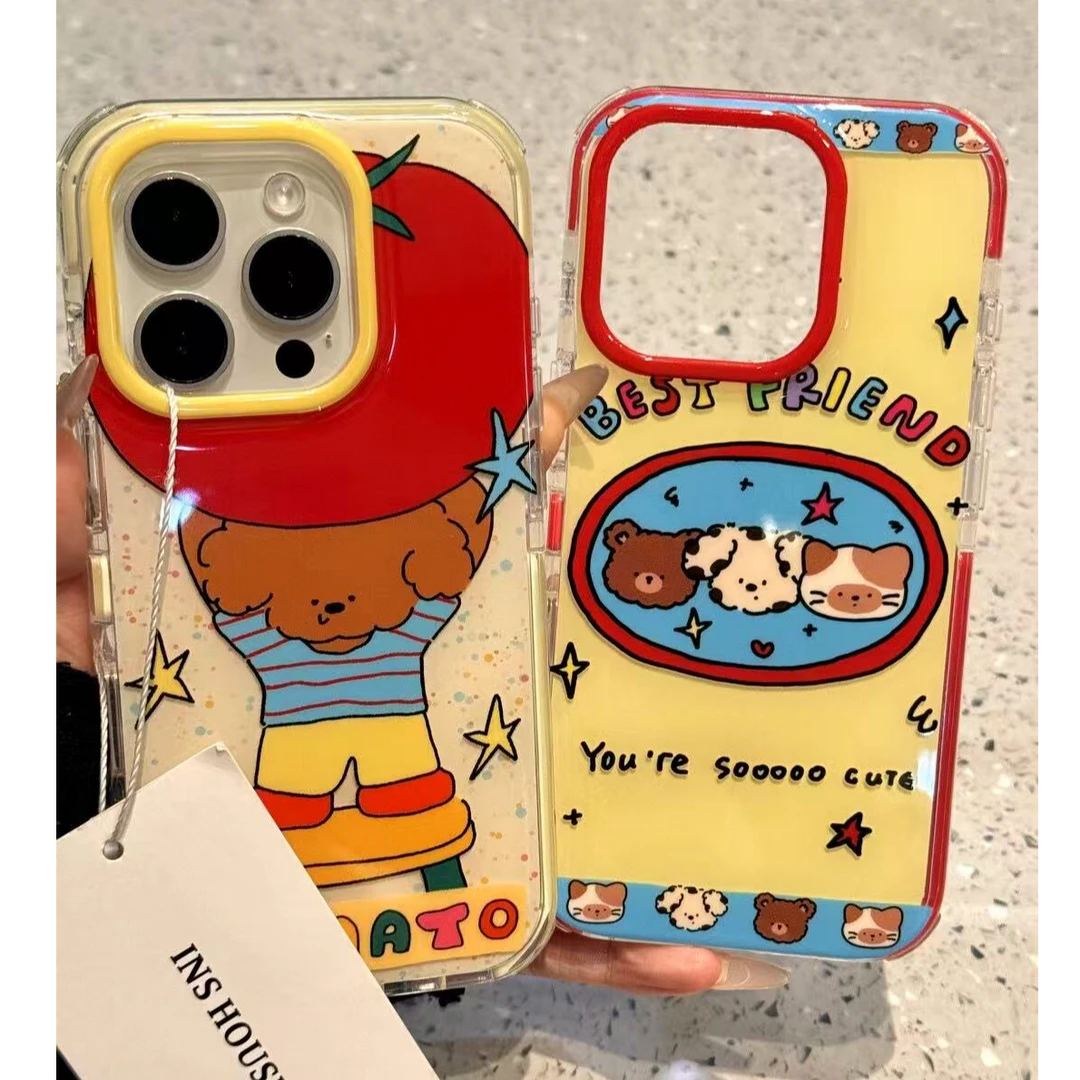 可爱小熊番茄适用苹果手机壳华为vivo小米荣耀oppo红米一加软防摔