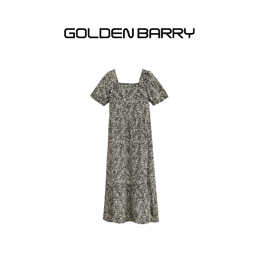 GOLDENBARRY|301225精致洋气法式浪漫方领连衣裙【微瑕1】