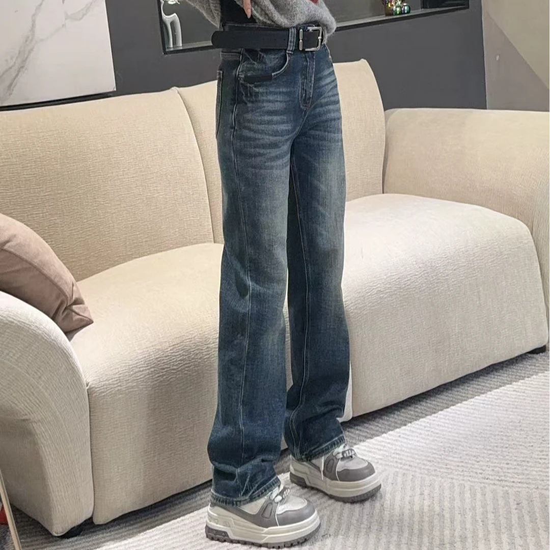 【百搭基石】2025冬季新款显瘦磨毛直筒窄版牛仔裤H6654