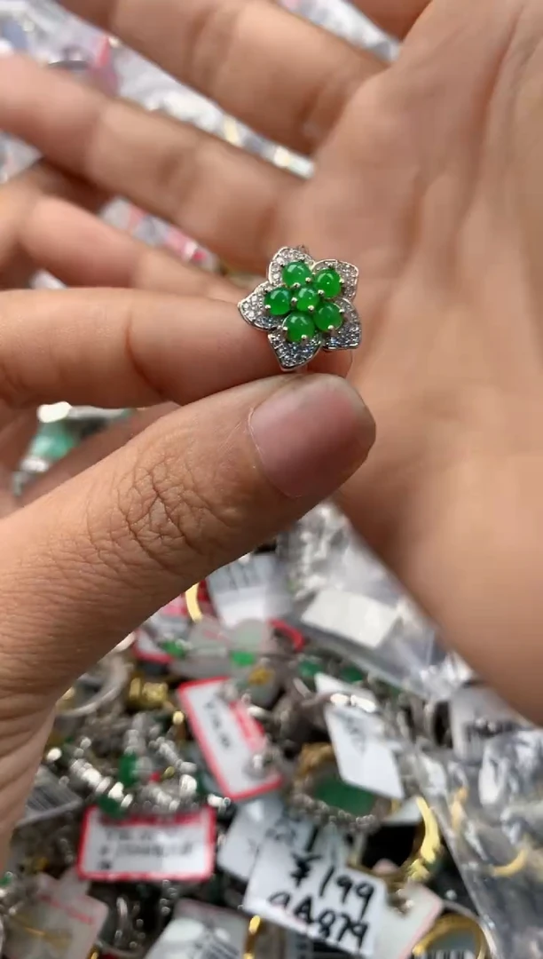 银S925镶嵌戒指翡翠8888----4