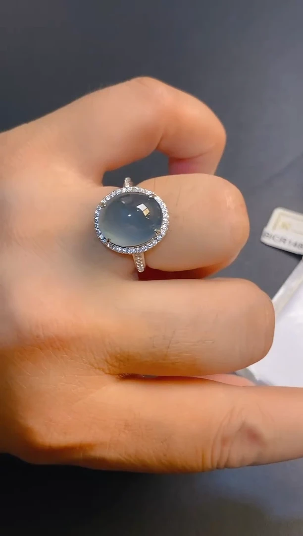 翡翠银S925镶嵌耳饰天然