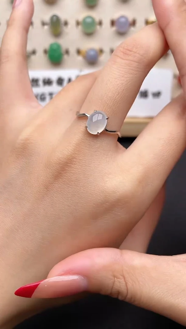 【闪购商品】翡翠戒指银S925镶嵌一物一证一礼盒