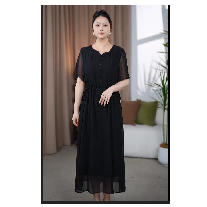 S(24-111)2025夏季新款高级感洋气连衣裙大码女装