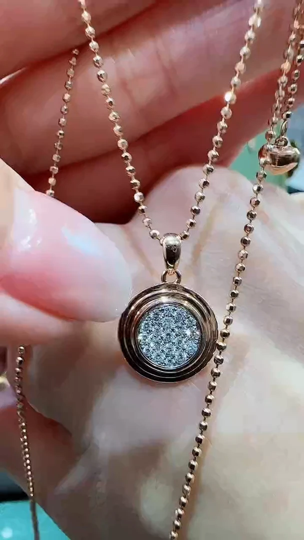 【闪购商品】天然钻石吊坠(不含链)18K金镶嵌18K金钻石飞碟吊坠