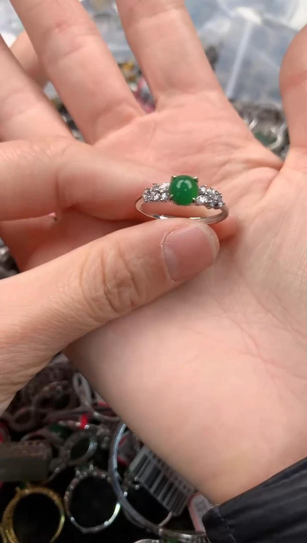 银S925镶嵌戒指翡翠222   9