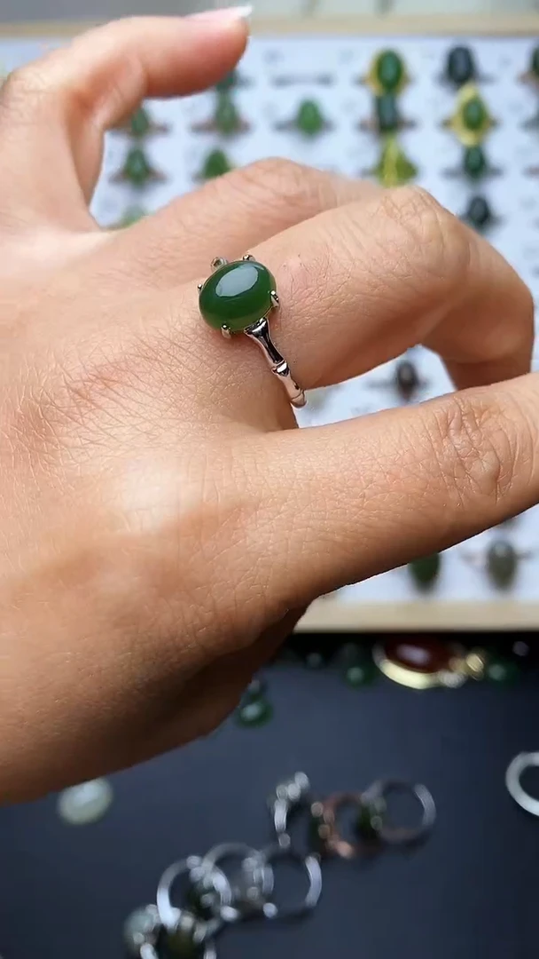 【闪购商品】和田玉戒指银S925镶嵌1