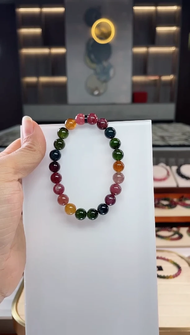 未镶嵌老矿碧玺单圈手串8mm+碧玺（多样性发一条）Q