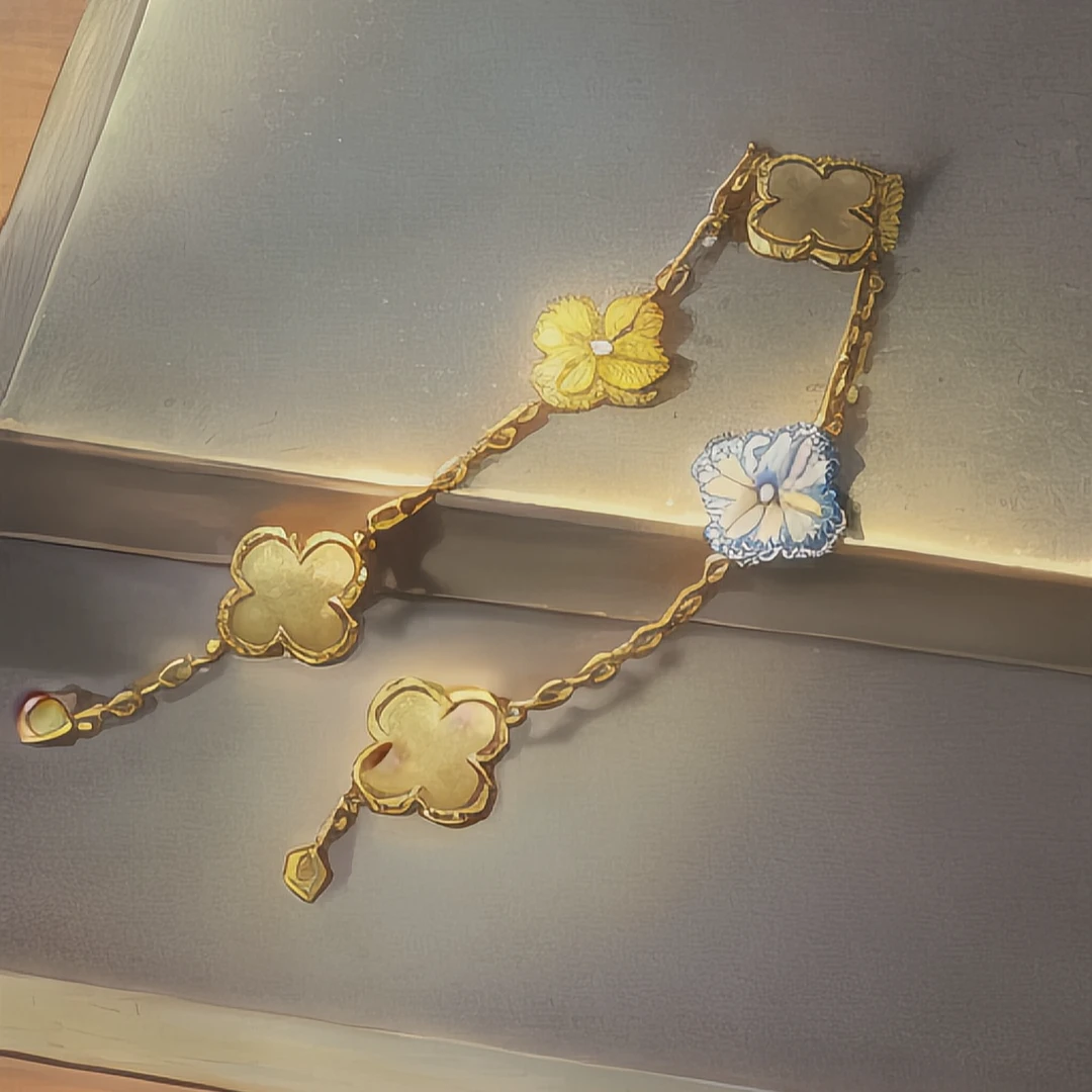 【MK1】时尚金色五花手连【丝巾】