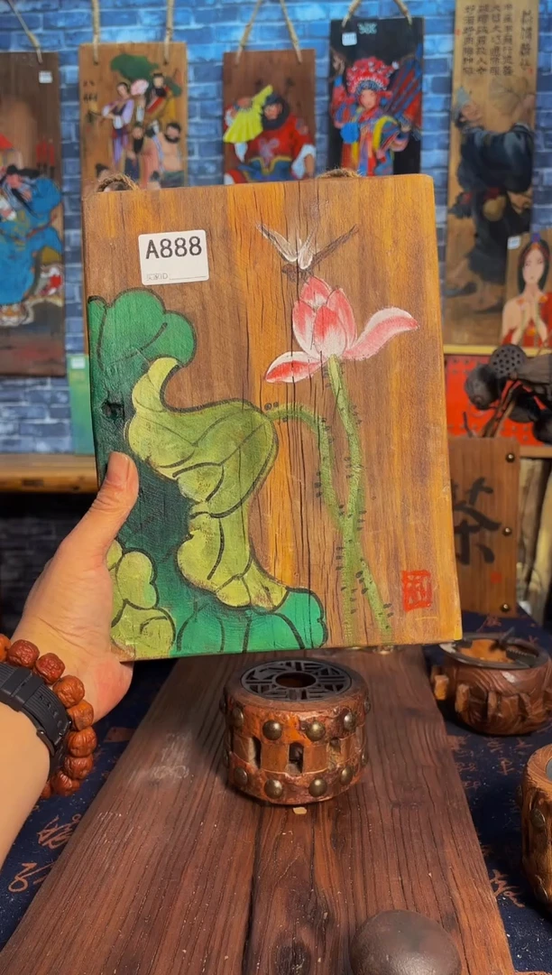 风化老门板丙烯画