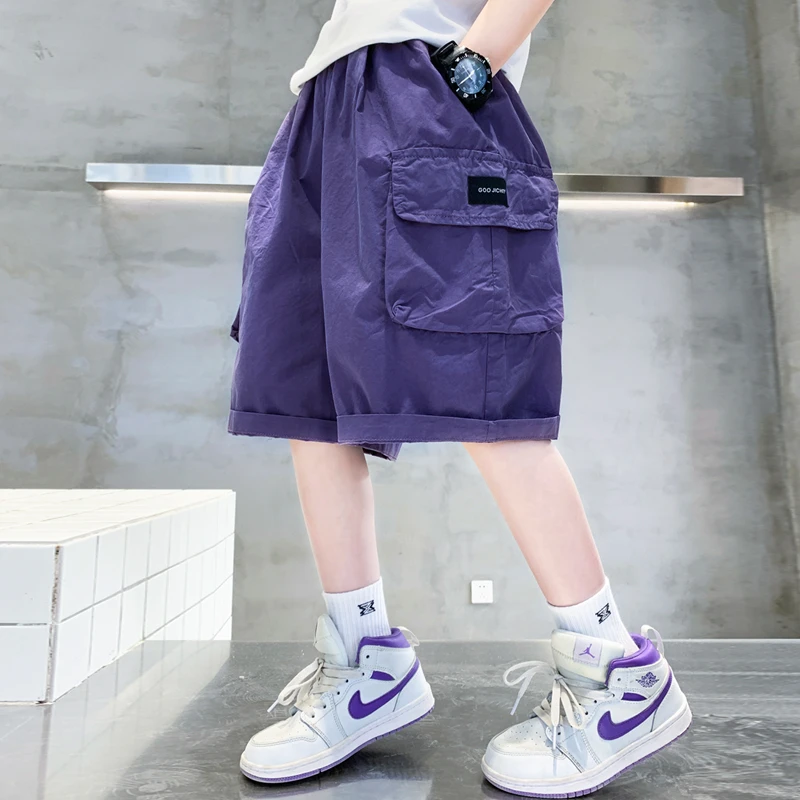 MK&UR.BV男童短裤夏季薄款2025新款儿童夏款中大童五分工装裤帅气