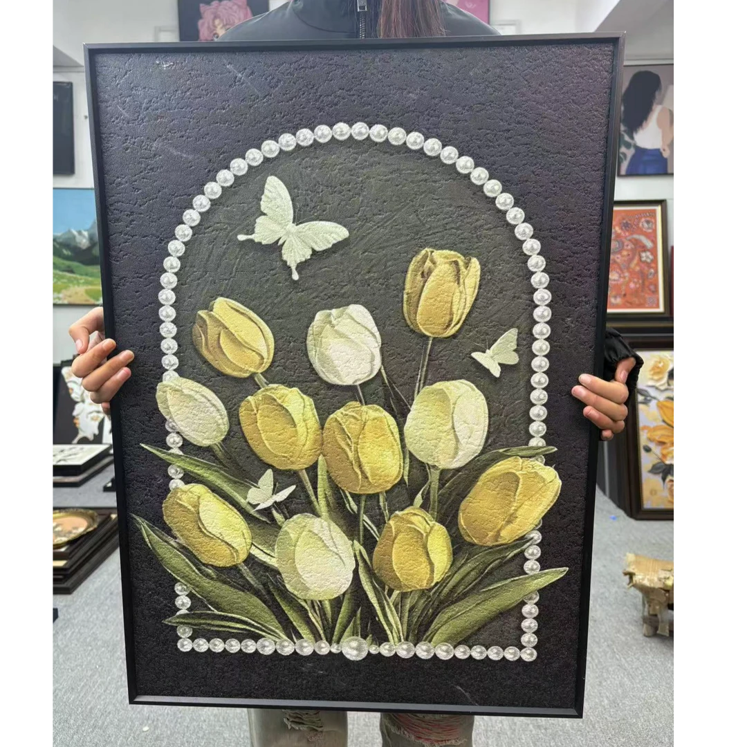 法式中古风客厅装饰画复古花卉沙发背景墙挂画高级感餐厅墙面5070