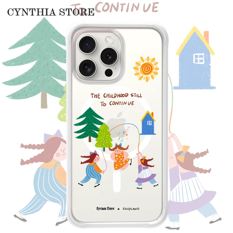 Oyriuas x EGGPLANTS联名童年回忆磁吸适用iPhone16pm硅胶边框壳