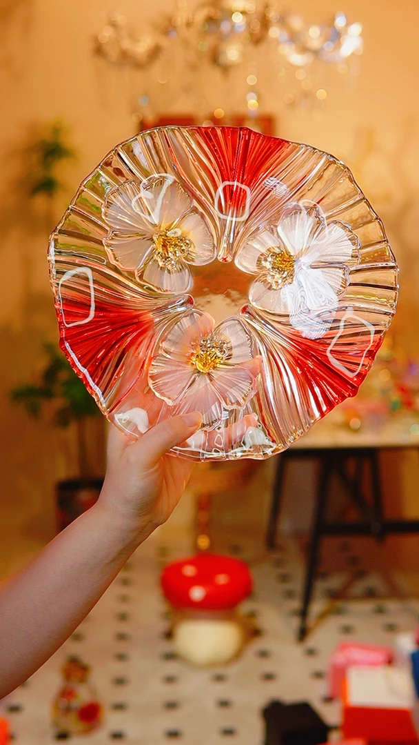 轻奢大号花朵水果盘干果点心盘创意桌面摆件