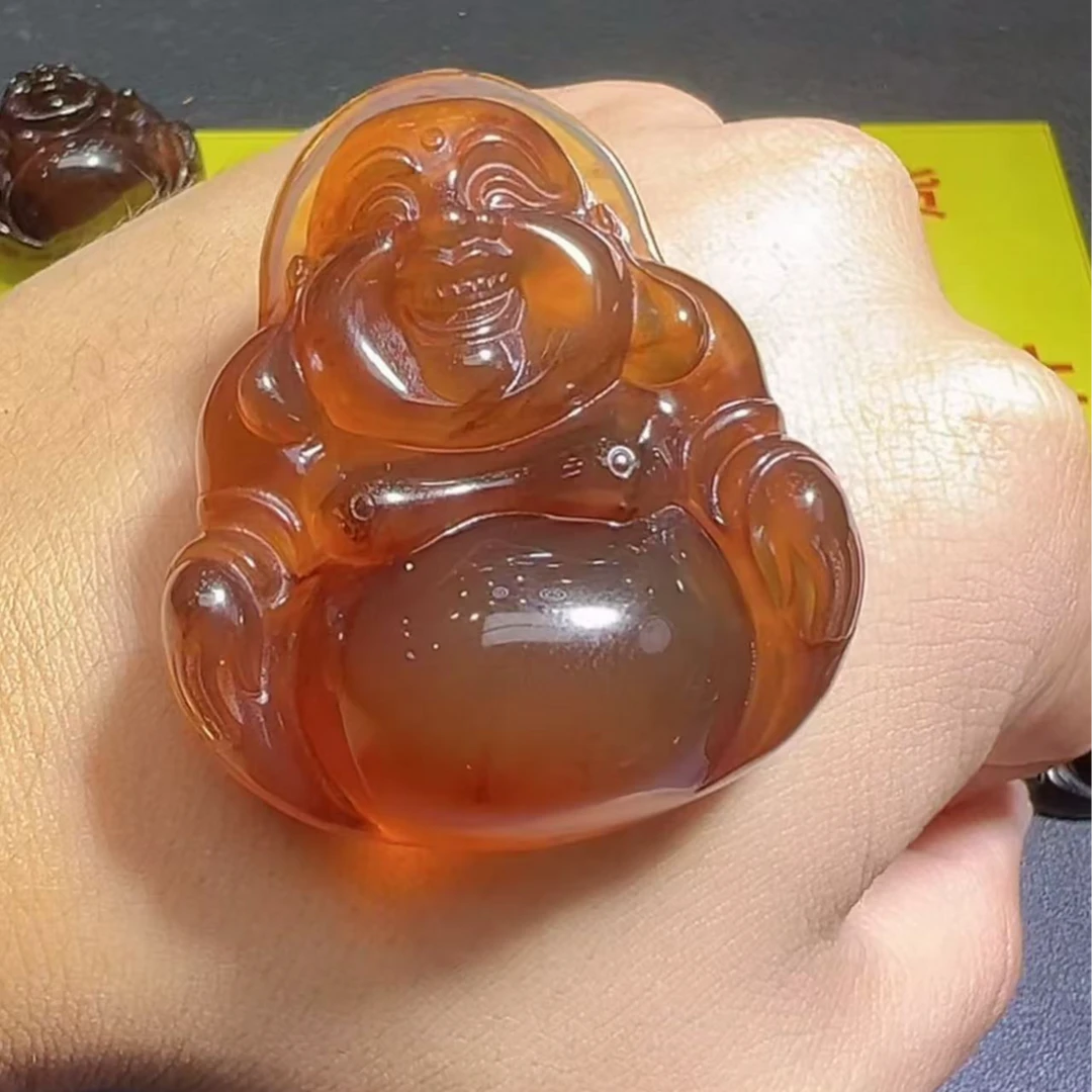 琥珀佛公吊坠-配珠链